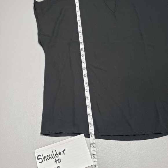 shein sheer basic black key hole short sleeve tshirt women's size M - Picture 7 of 8